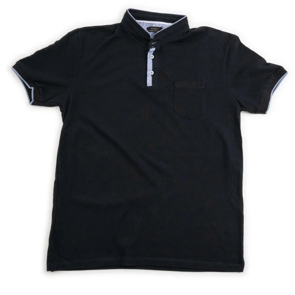 ZARA dark navy mock polo shirt size XXL